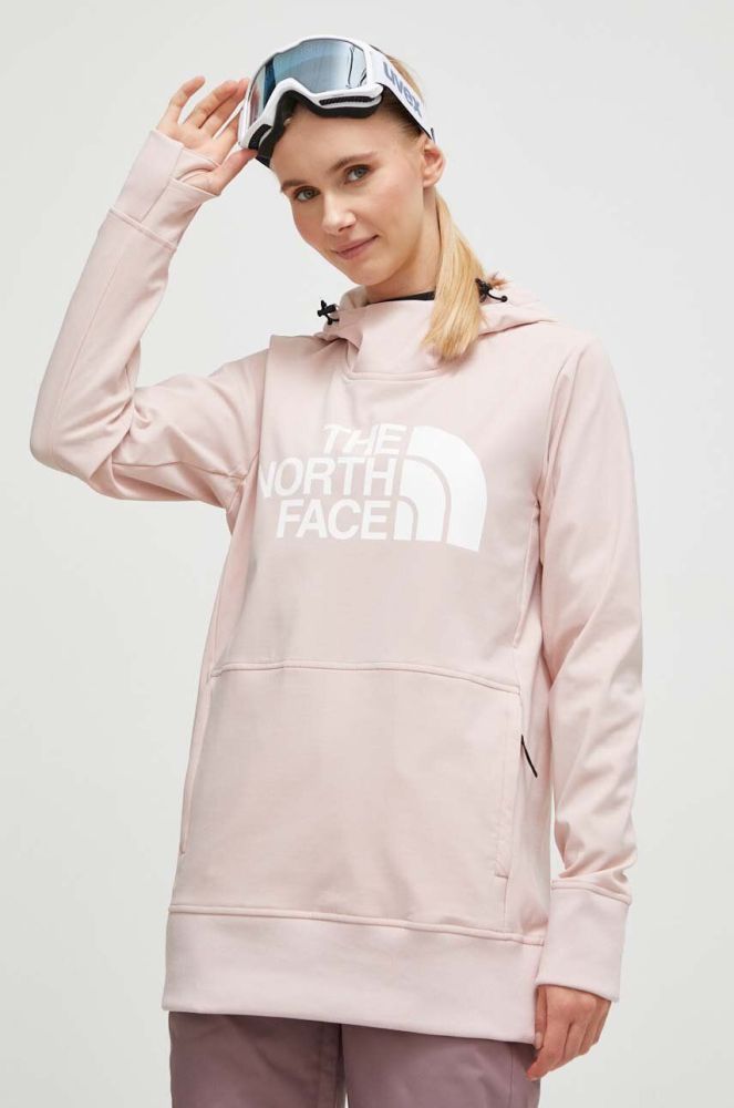 Спортивна кофта The North Face Tekno Pullover колір рожевий з капюшоном з принтом