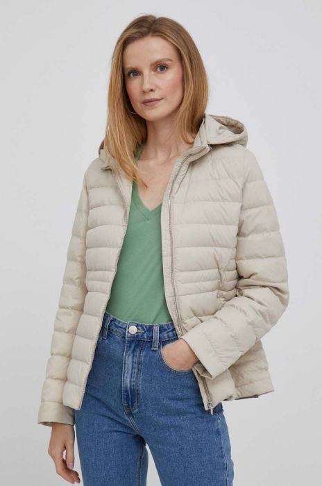 Пухова куртка Tommy Hilfiger жіноча колір бежевий перехідна