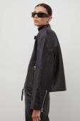 Шкіряна куртка Samsoe Samsoe жіноча колір чорний перехідна (3462321)