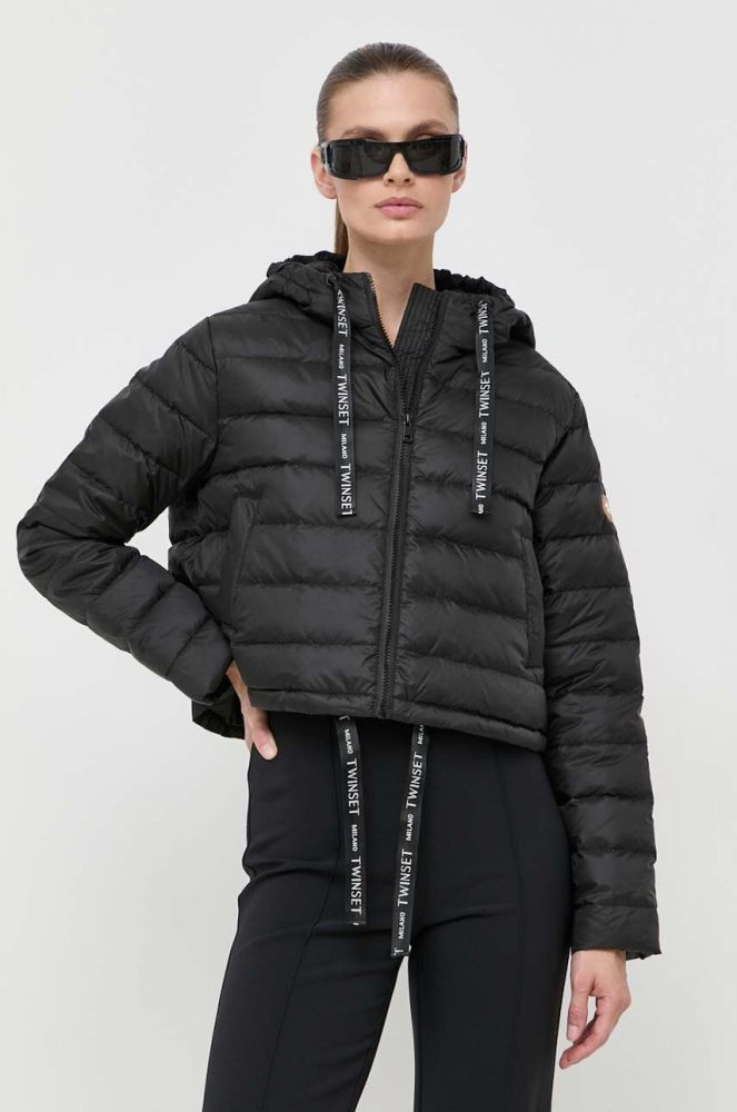 Пухова куртка Twinset жіноча колір чорний зимова oversize