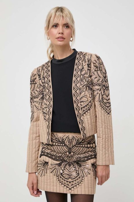Піджак з домішкою льону Twinset колір бежевий однобортний (3617681)