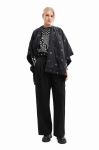 Пончо Desigual жіночий колір чорний перехідна oversize