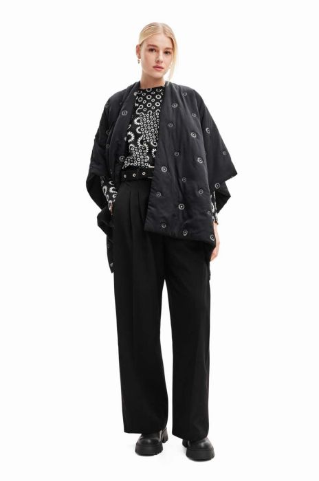 Пончо Desigual жіночий колір чорний перехідна oversize