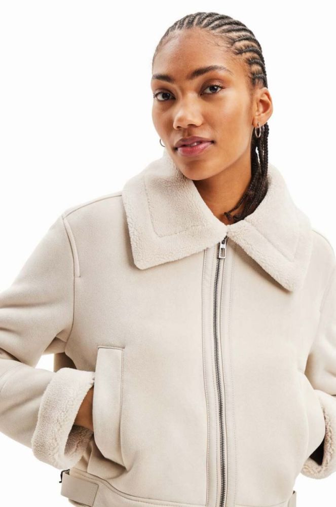 Куртка Desigual 23WWEW05 WOMAN WOVEN PU COAT жіноча колір бежевий перехідна фото 3