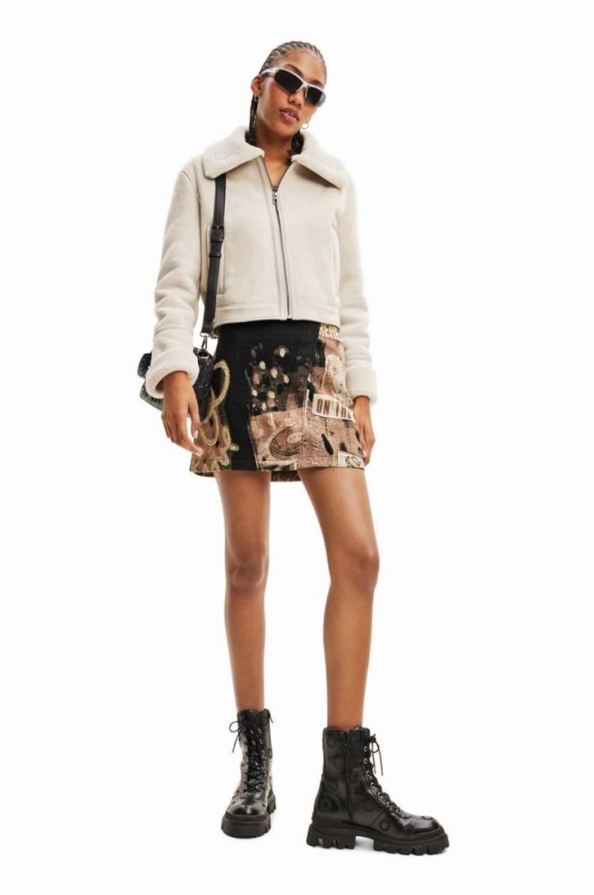 Куртка Desigual 23WWEW05 WOMAN WOVEN PU COAT жіноча колір бежевий перехідна фото 4
