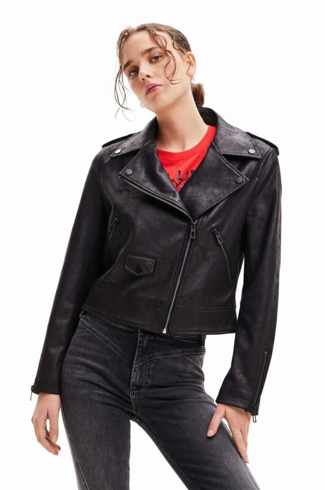 Куртка Desigual жіноча колір чорний перехідна (3477413)