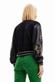 Куртка-бомбер Desigual 23WWEW88 WOMAN WOVEN JACKET жіноча колір чорний перехідна
