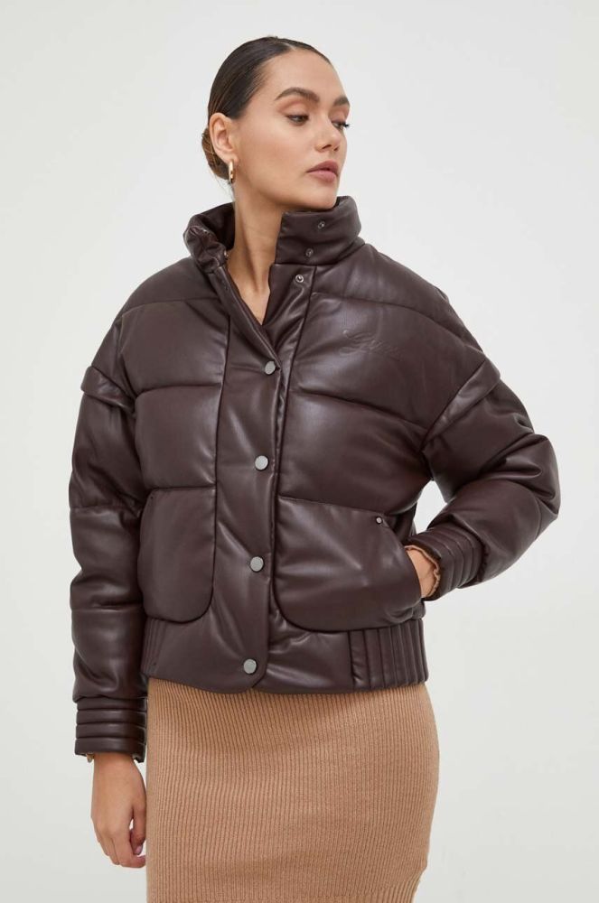 Куртка Guess жіноча колір коричневий зимова (3574729)