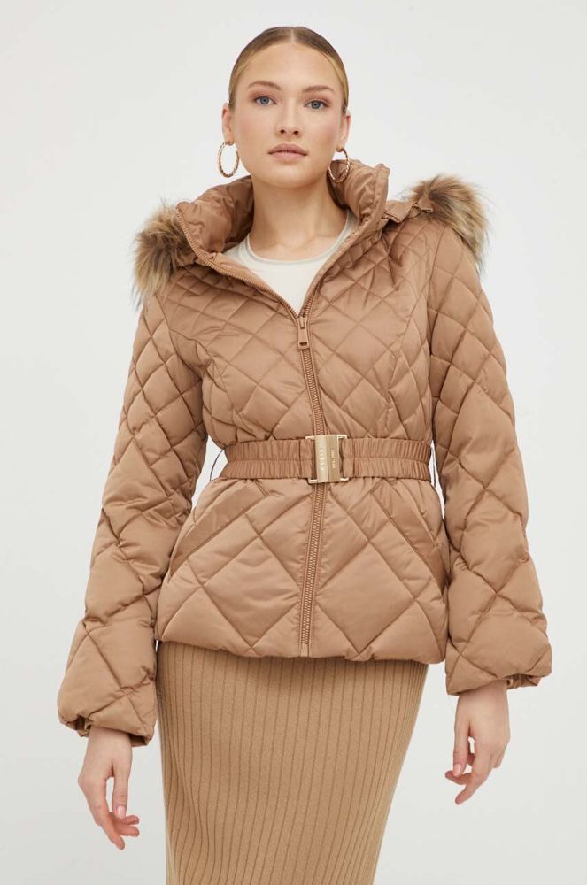 Пухова куртка Guess жіноча колір бежевий зимова (3504022)
