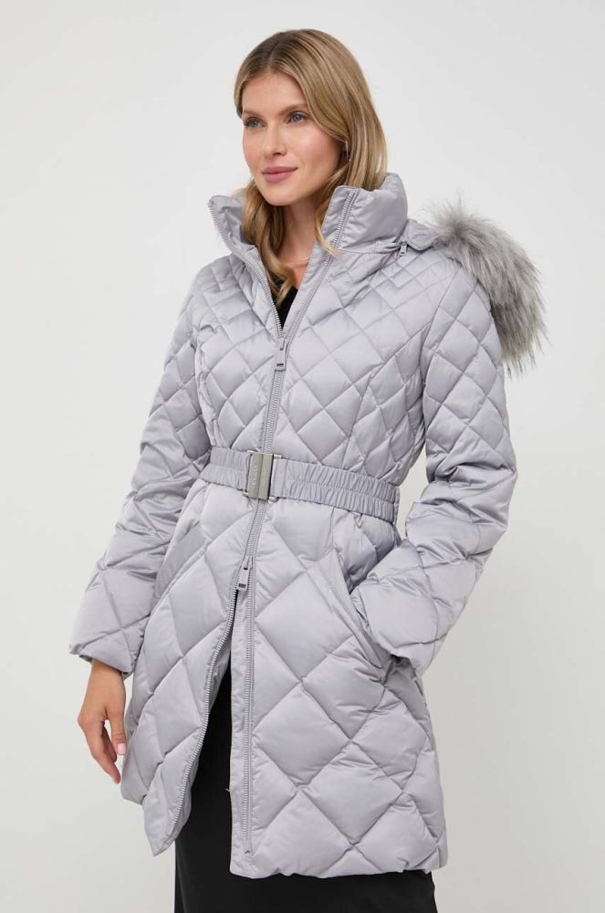 Пухова куртка Guess жіноча колір сірий зимова