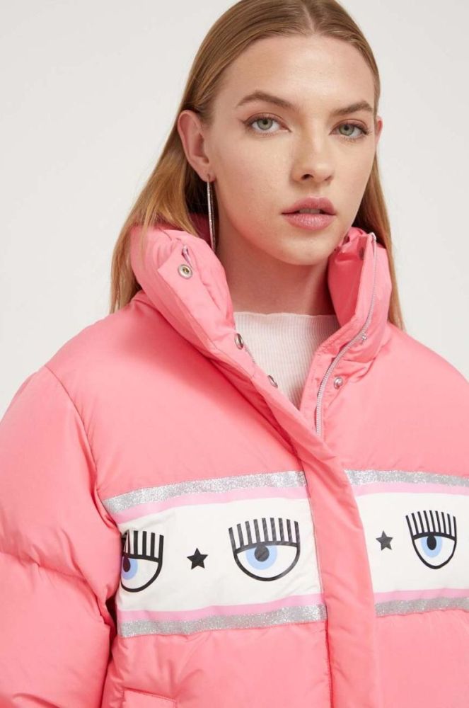 Пухова куртка Chiara Ferragni жіноча колір рожевий зимова фото 4