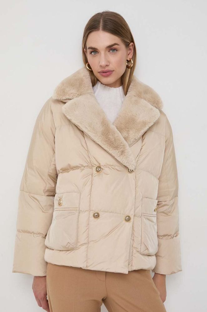 Пухова куртка Luisa Spagnoli жіноча колір бежевий зимова oversize