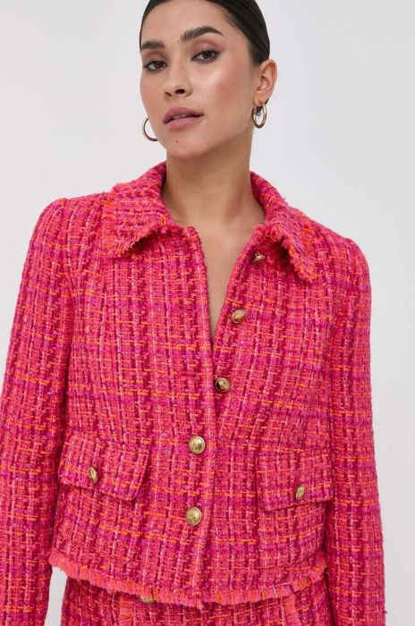 Піджак з домішкою вовни Luisa Spagnoli колір рожевий однобортний візерунок