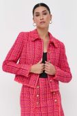 Піджак з домішкою вовни Luisa Spagnoli колір рожевий однобортний візерунок