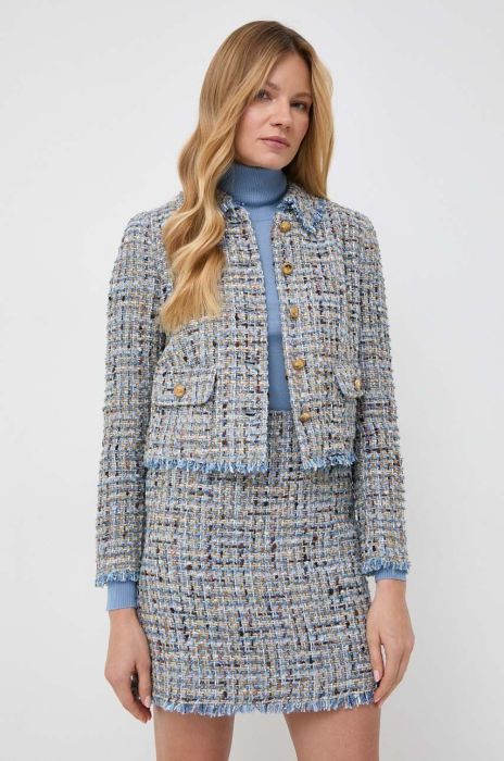 Піджак з домішкою вовни Luisa Spagnoli однобортний візерунок колір блакитний (3473942)