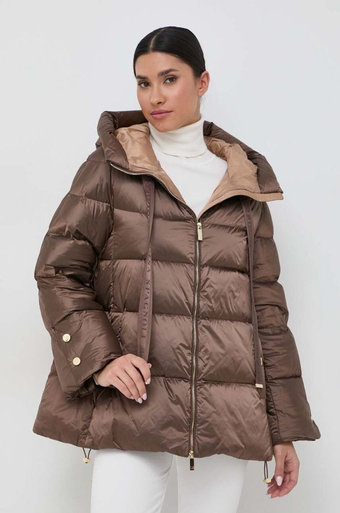 Пухова куртка Luisa Spagnoli жіноча колір коричневий зимова