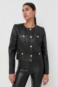 Шкіряна куртка Luisa Spagnoli жіноча колір чорний перехідна