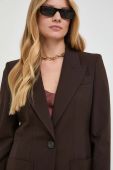 Піджак з домішкою вовни Luisa Spagnoli колір коричневий однобортний однотонна