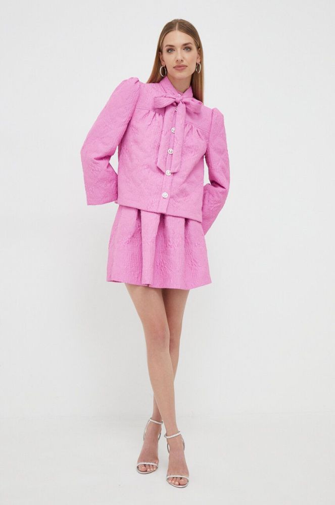 Куртка Custommade жіноча колір рожевий перехідна