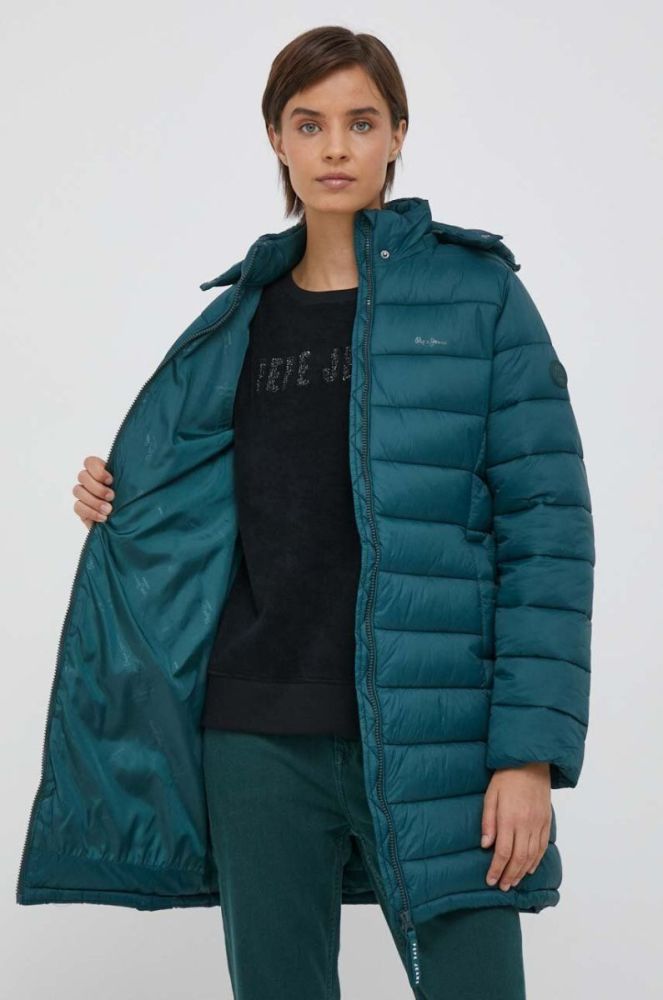 Куртка Pepe Jeans жіноча колір зелений зимова (3519885) фото 6