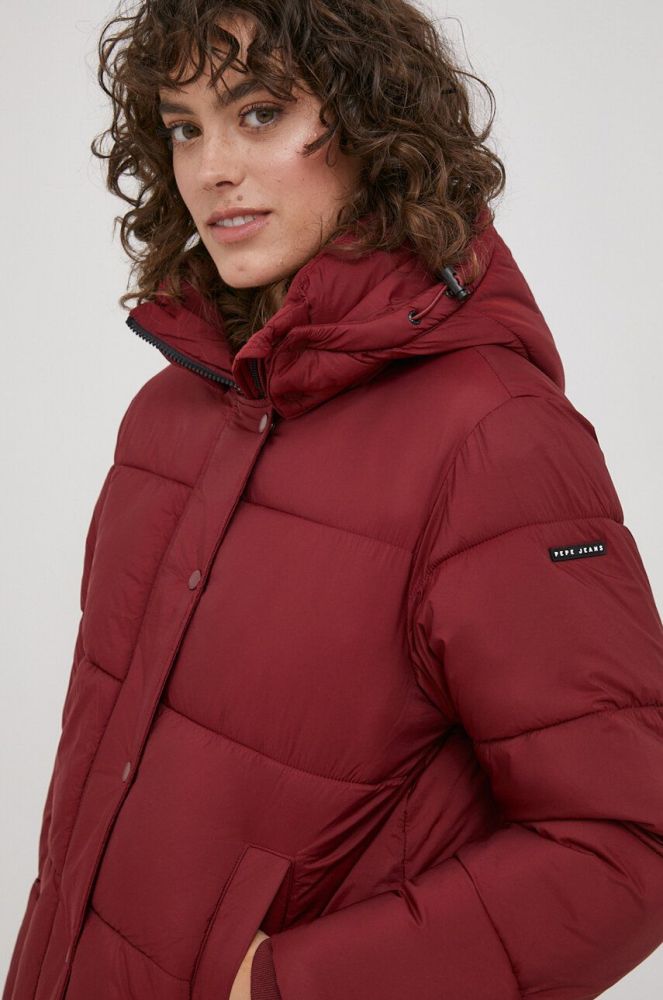 Куртка Pepe Jeans жіноча колір бордовий зимова (3638447)