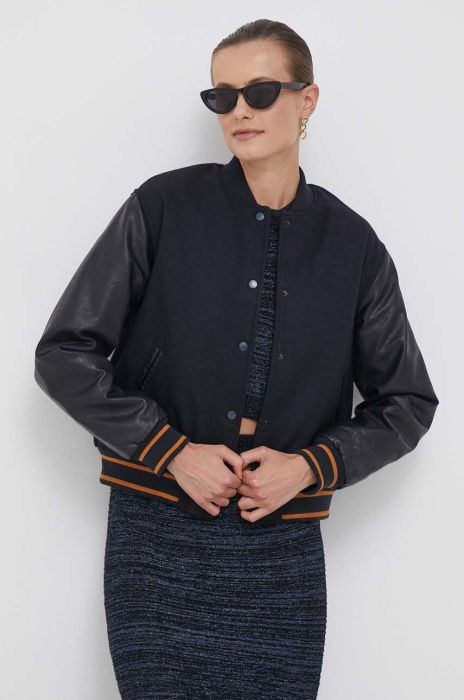 Куртка-бомбер з домішкою вовни Pepe Jeans NELLA колір синій перехідна