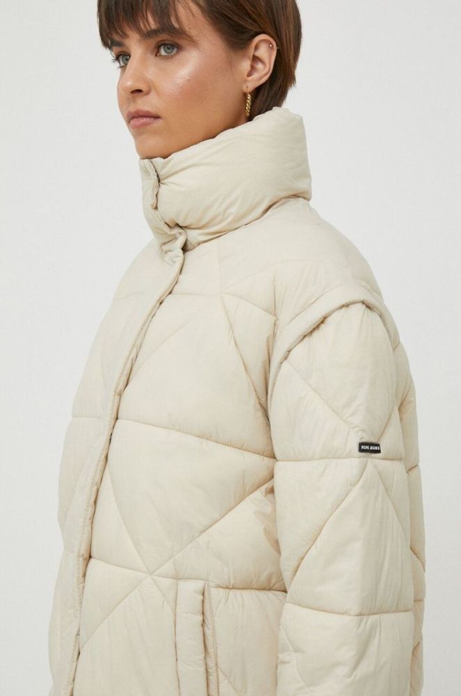 Куртка Pepe Jeans жіноча колір бежевий перехідна oversize фото 4