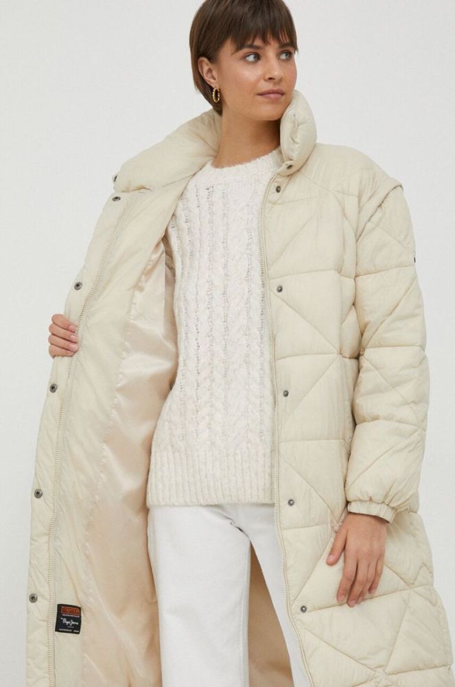 Куртка Pepe Jeans жіноча колір бежевий перехідна oversize фото 7