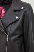 Шкіряна куртка Alohas жіноча колір чорний перехідна