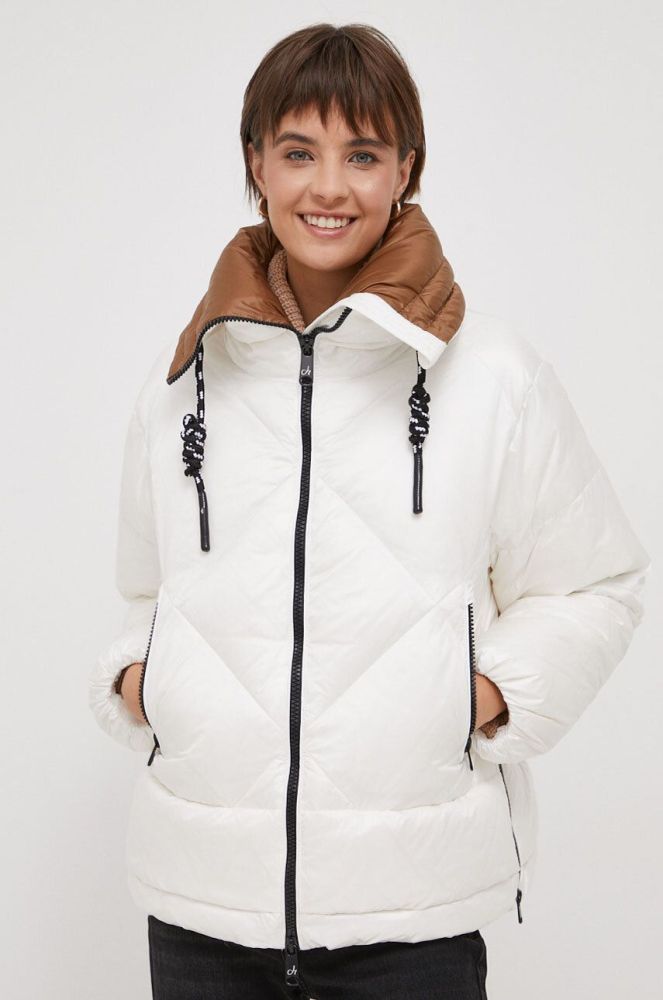 Пухова куртка Deha жіноча колір білий зимова oversize