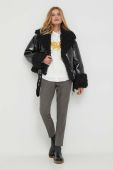 Куртка United Colors of Benetton жіноча колір чорний перехідна oversize (3678769)