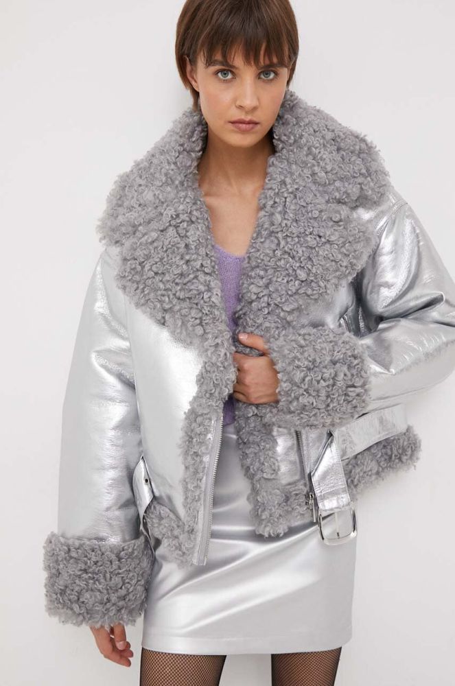 Куртка United Colors of Benetton жіноча колір срібний зимова oversize