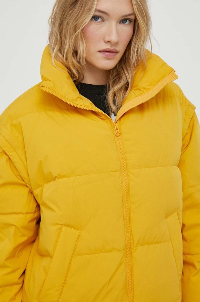 Пухова куртка United Colors of Benetton жіноча колір жовтий зимова oversize