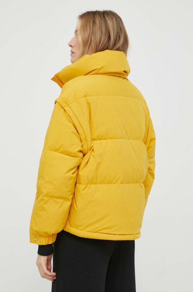 Пухова куртка United Colors of Benetton жіноча колір жовтий зимова oversize фото 3