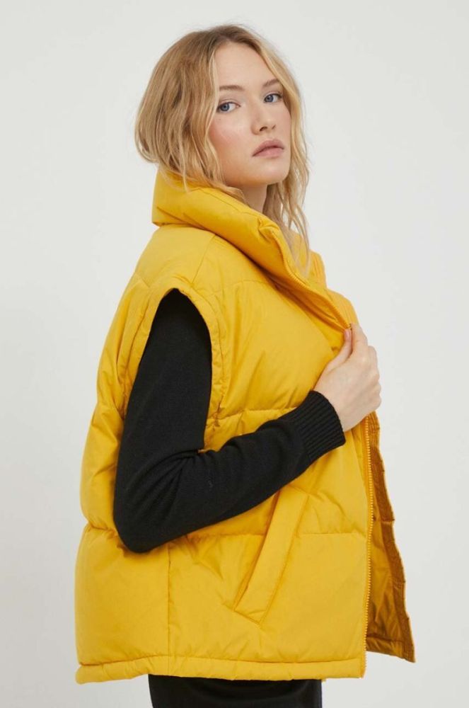 Пухова куртка United Colors of Benetton жіноча колір жовтий зимова oversize фото 4