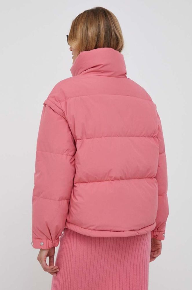 Пухова куртка United Colors of Benetton жіноча колір рожевий зимова oversize фото 3