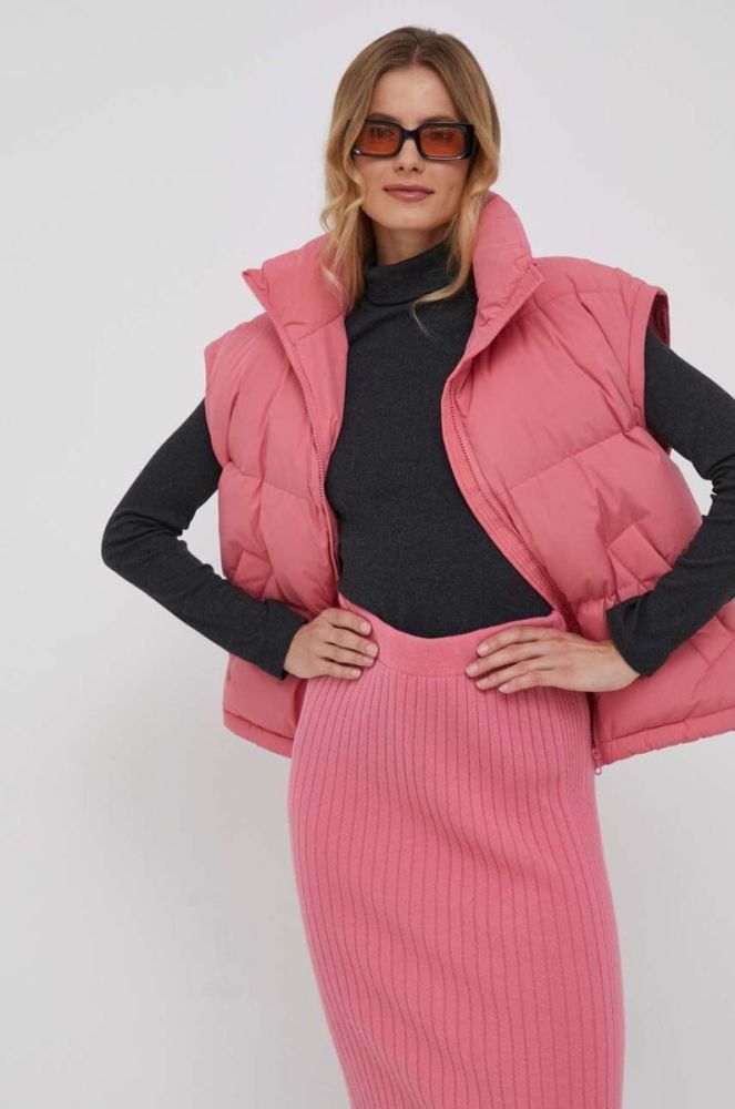 Пухова куртка United Colors of Benetton жіноча колір рожевий зимова oversize фото 4