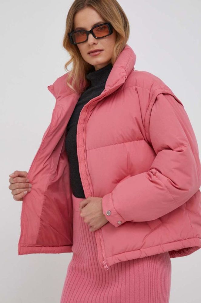 Пухова куртка United Colors of Benetton жіноча колір рожевий зимова oversize фото 8