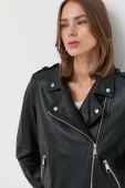 Шкіряна куртка Boss Orange BOSS ORANGE жіноча колір чорний перехідна
