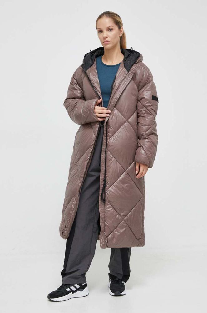 Куртка Didriksons жіноча колір коричневий зимова oversize