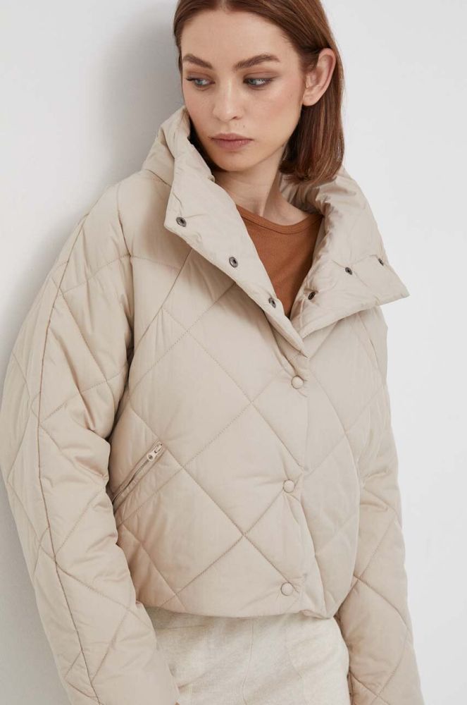 Куртка Sisley жіноча колір бежевий перехідна oversize