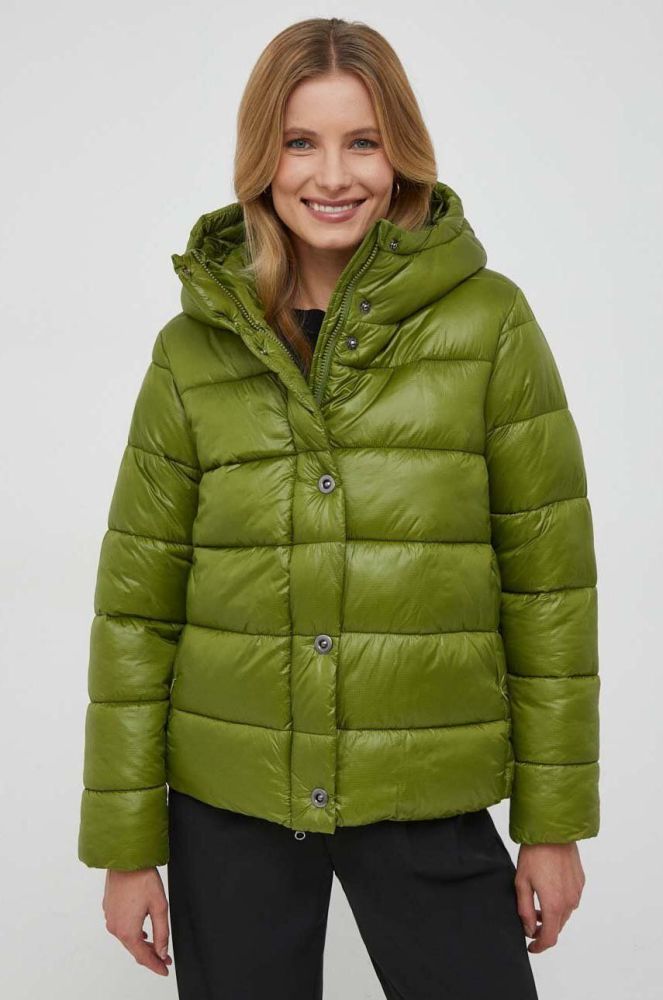 Куртка Sisley жіноча колір зелений зимова