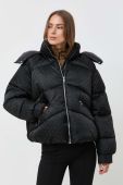 Куртка BOSS жіноча колір чорний зимова oversize