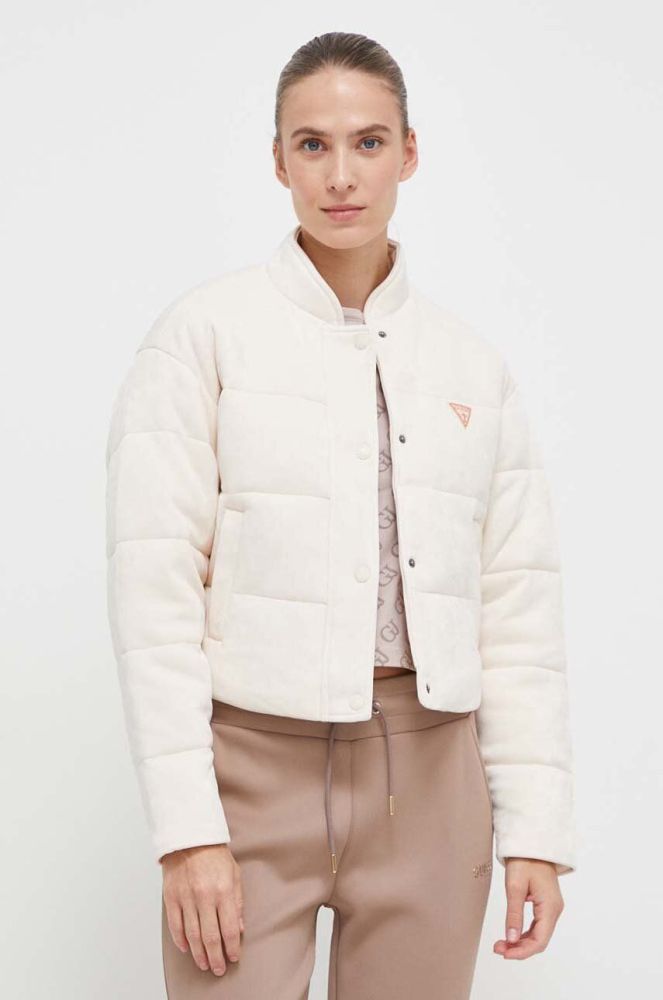 Куртка Guess жіноча колір бежевий зимова oversize (3585717)