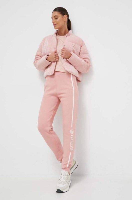 Куртка Guess жіноча колір рожевий зимова oversize фото 2