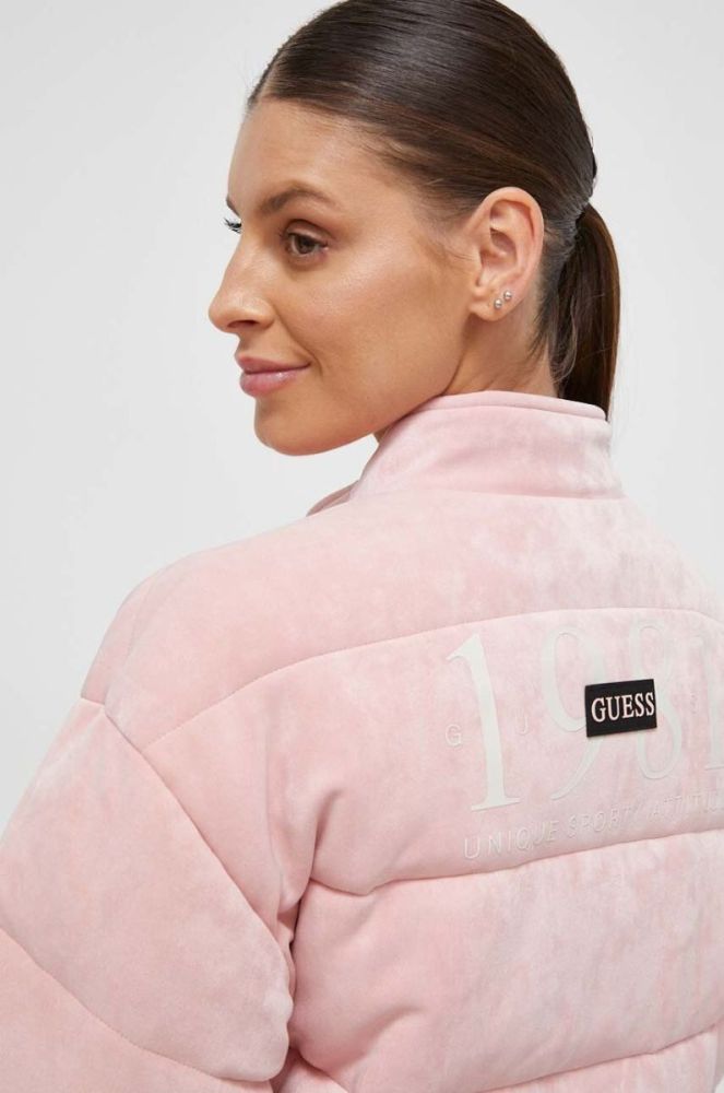 Куртка Guess жіноча колір рожевий зимова oversize фото 5