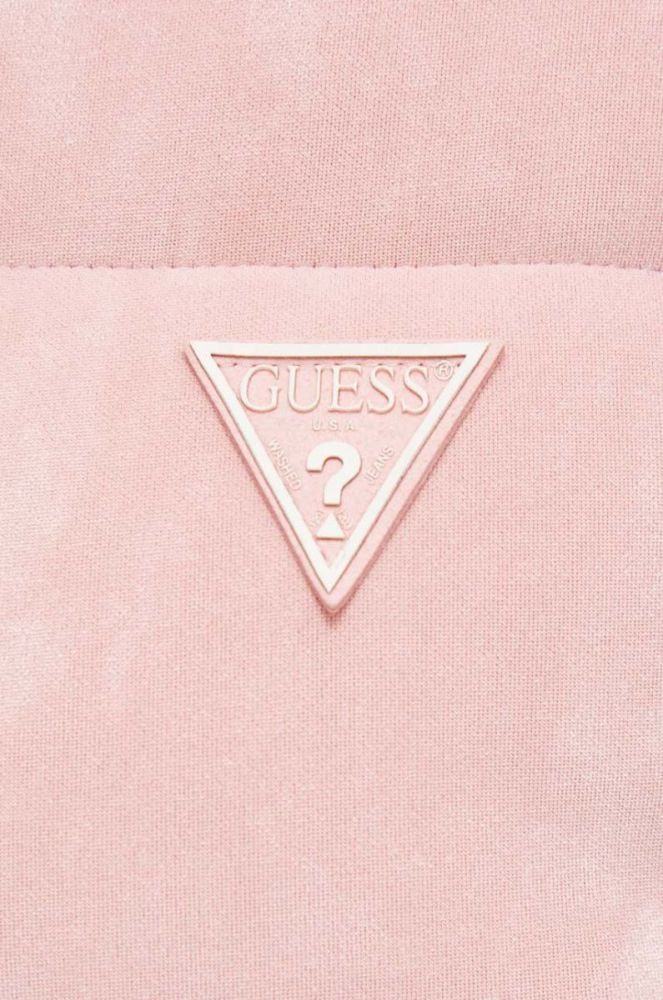 Куртка Guess жіноча колір рожевий зимова oversize фото 6