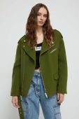Вовняна куртка Moschino Jeans колір зелений перехідна