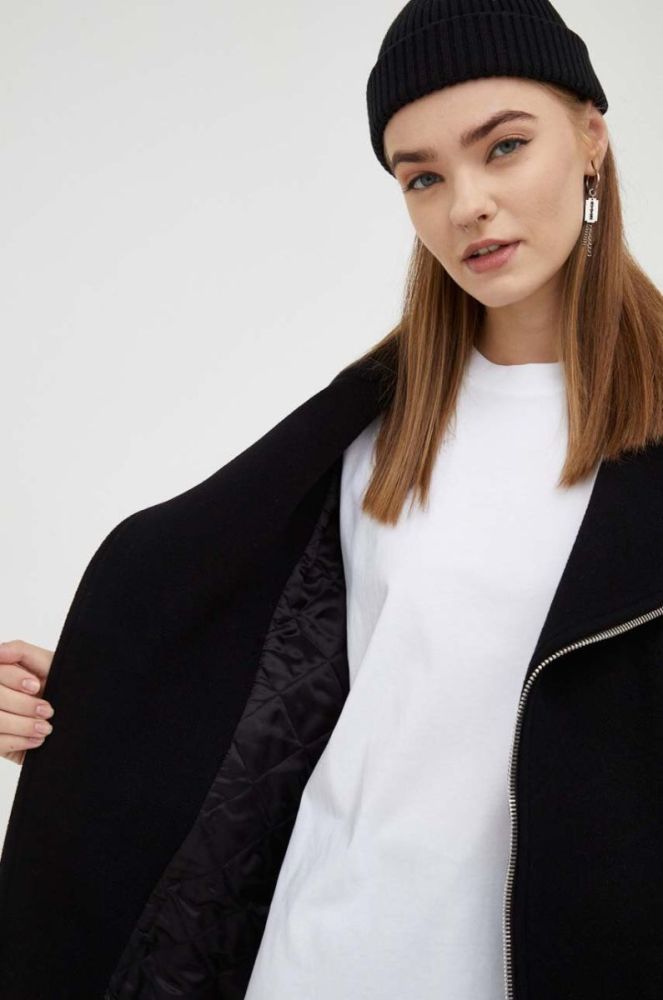 Вовняна куртка Moschino Jeans колір чорний перехідна фото 6