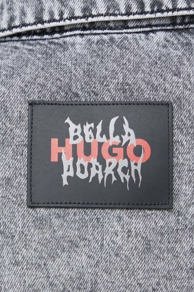 Джинсова куртка HUGO x Bella Poarch жіноча колір сірий перехідна oversize фото 5